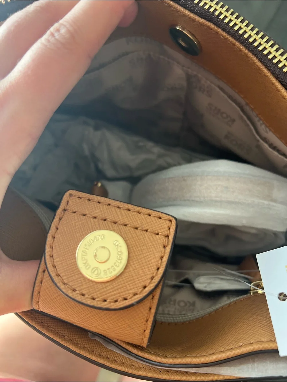 Michael Kors Kellen Brown Logo Studded Satchel